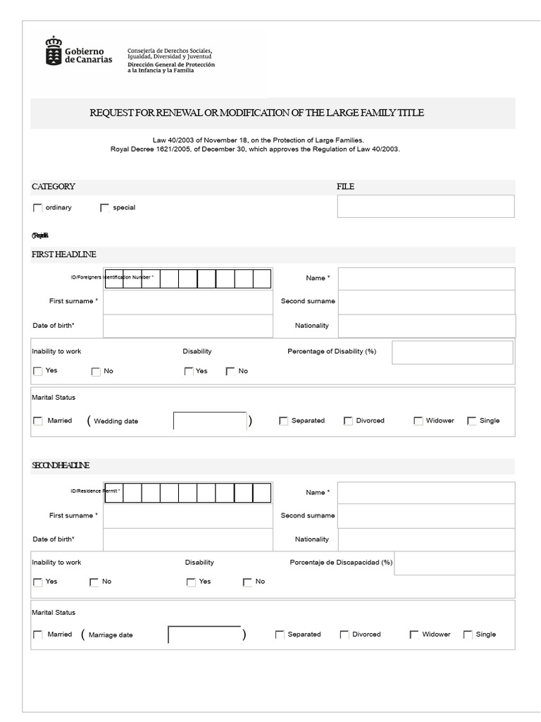 2061 Application For Renewal or Modification of Large Family Title ...