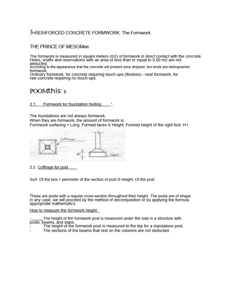 Measuring Reinforced Concrete Formwork | PDF | Concrete | Column