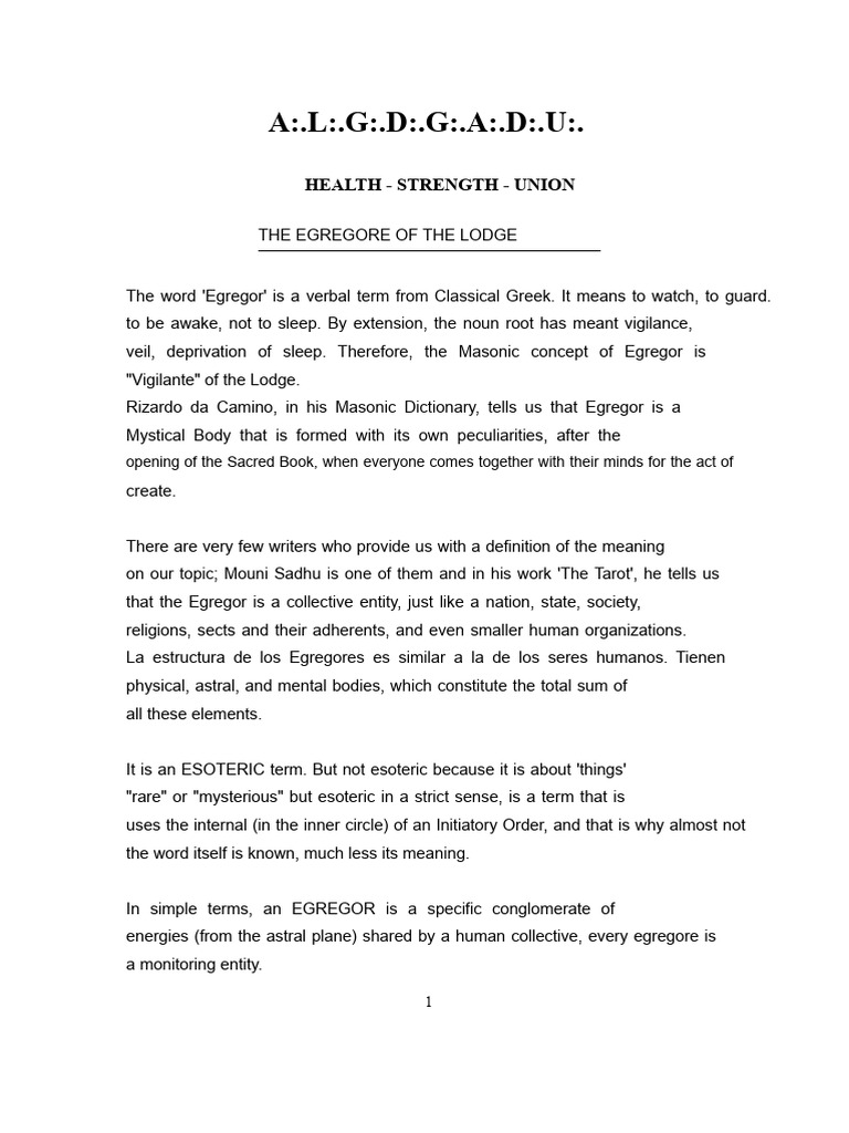 Understanding Egregores in Masonry | PDF | Thought | Plane (Esotericism)