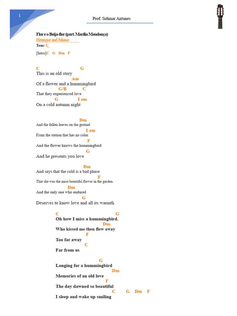 FLOWER AND HUMMINGBIRD - Chord - Prof. Sidimar Antunes | PDF