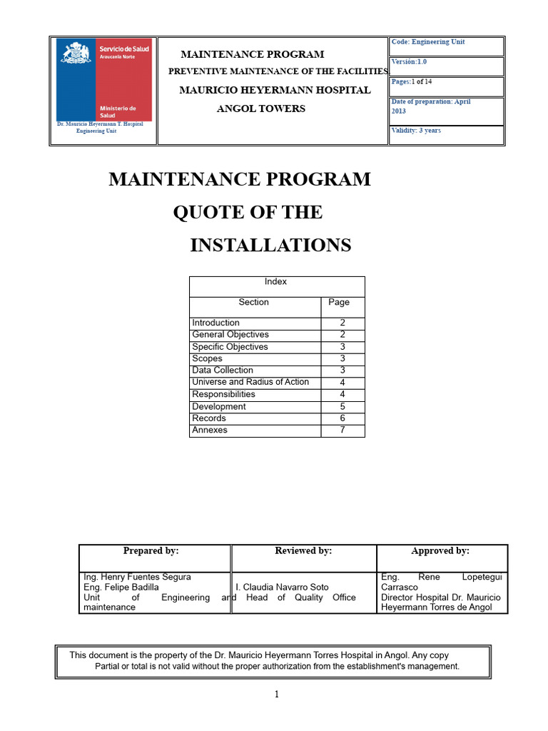 Preventive Maintenance Program Installations PDF | PDF