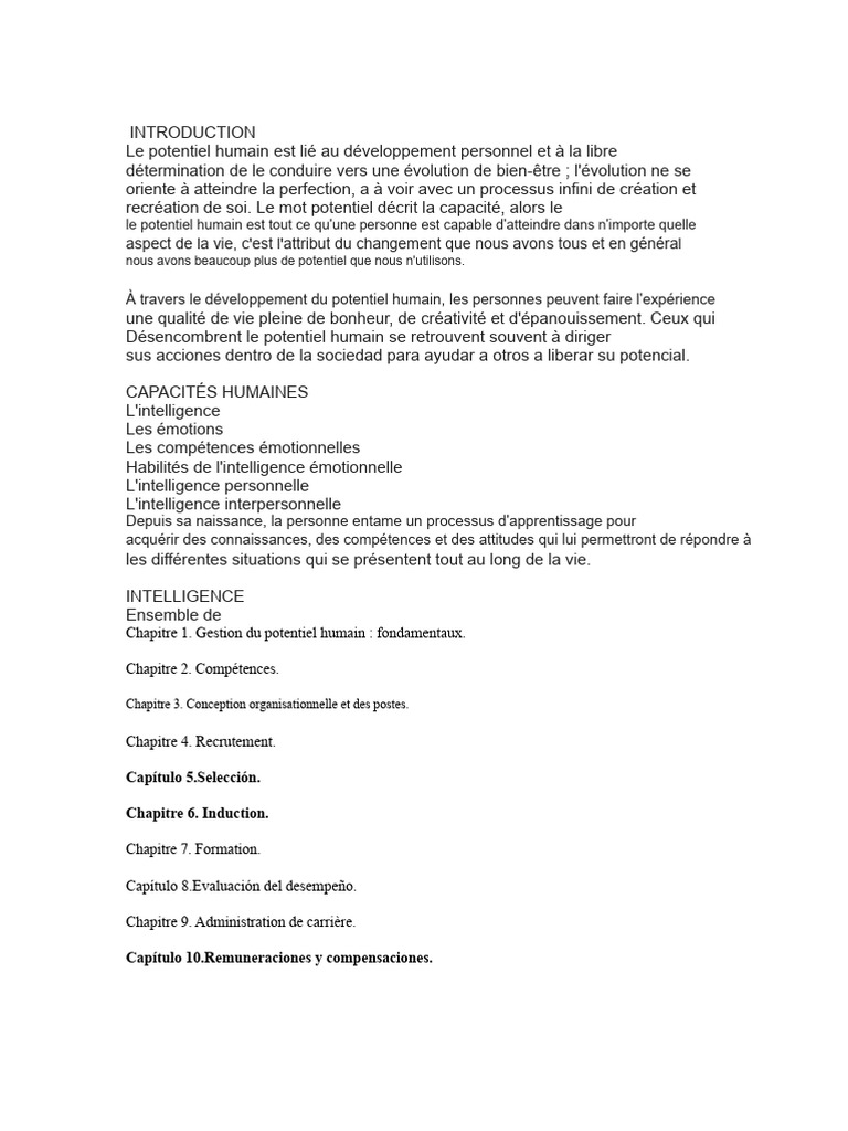 Gestion du Potentiel Humain : Guide Complet | PDF | Motivant | Motivation