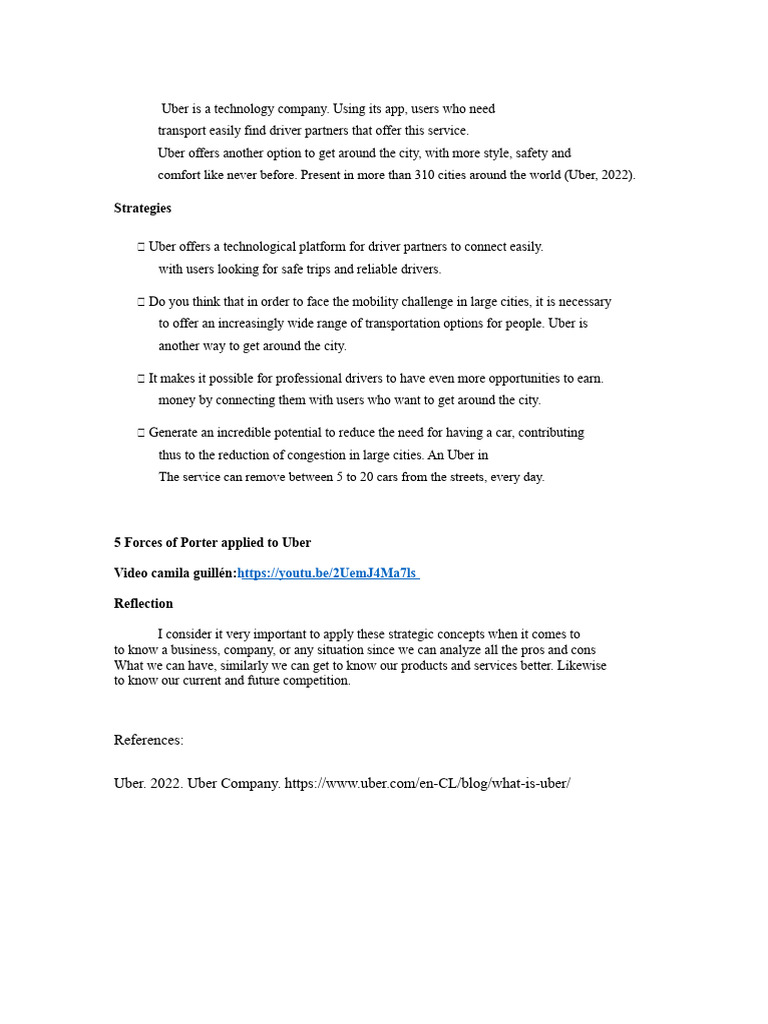 UBER Case 5 FORCES OF PORTER | PDF
