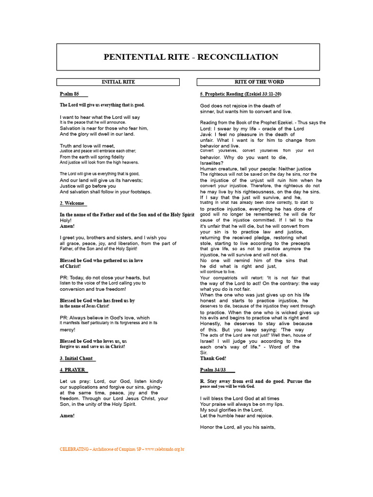 Penitential Rite for Reconciliation | PDF | Penance | Jesus