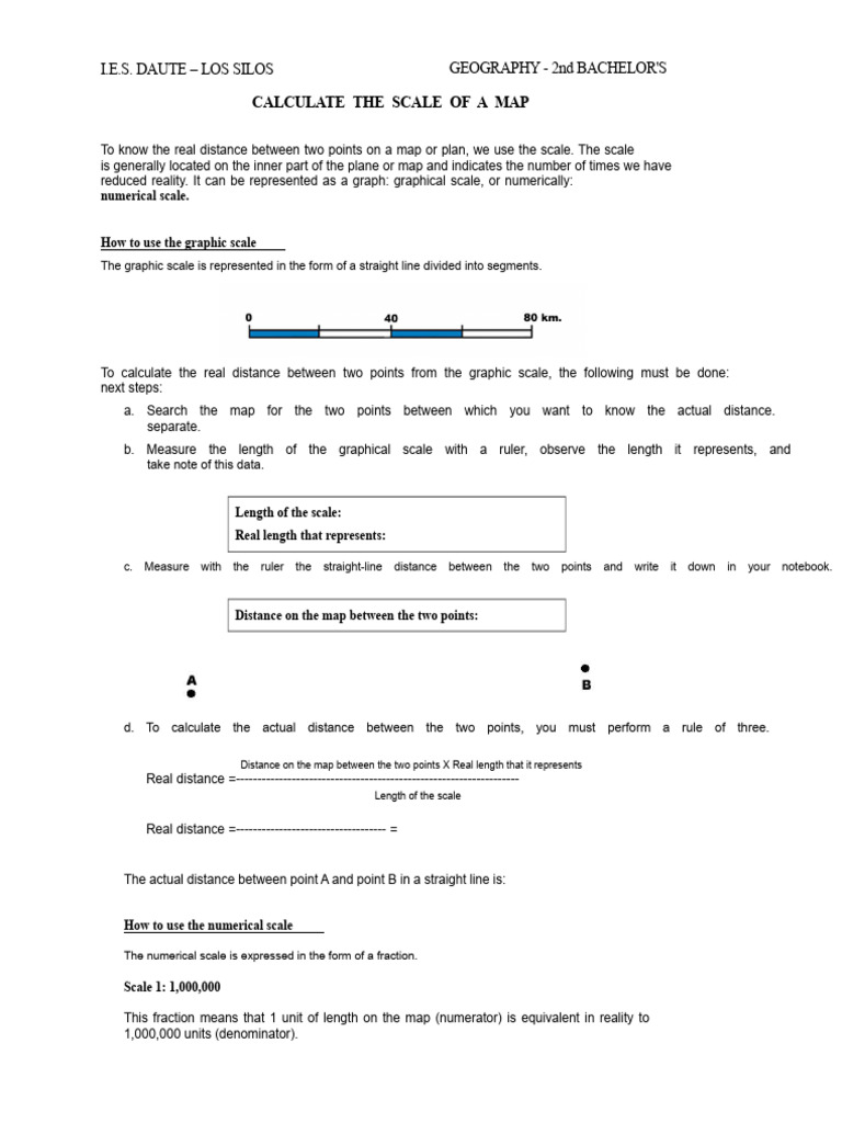 Calculating Map Scales and Distances | PDF | Mathematics