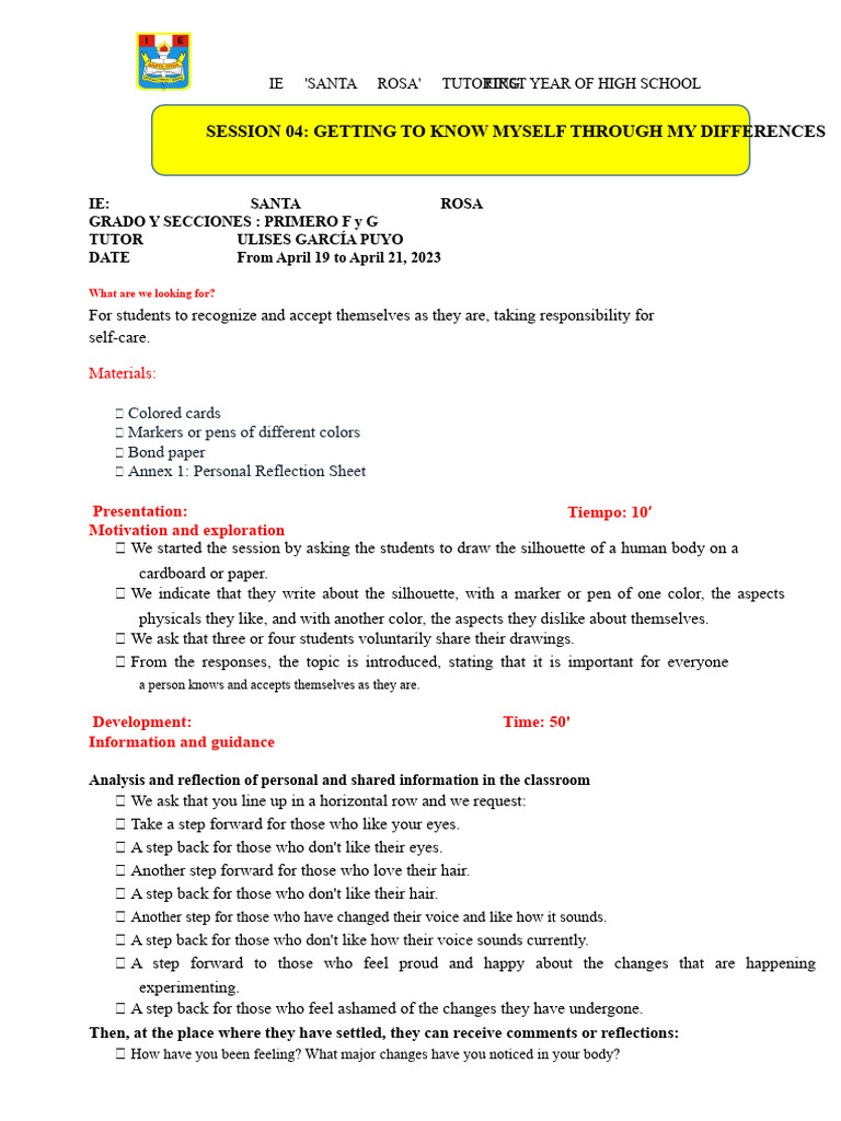 Session 4 Getting To Know Myself Through My Differences | PDF ...