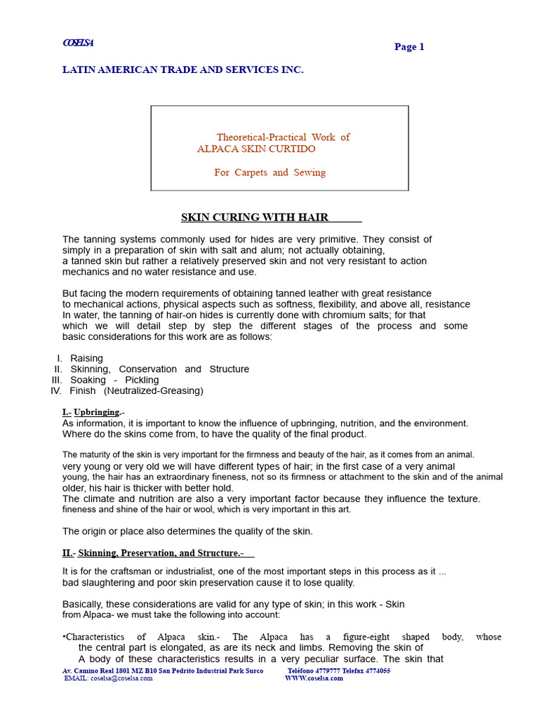 Alpaca Leather Tanning | PDF | Leather