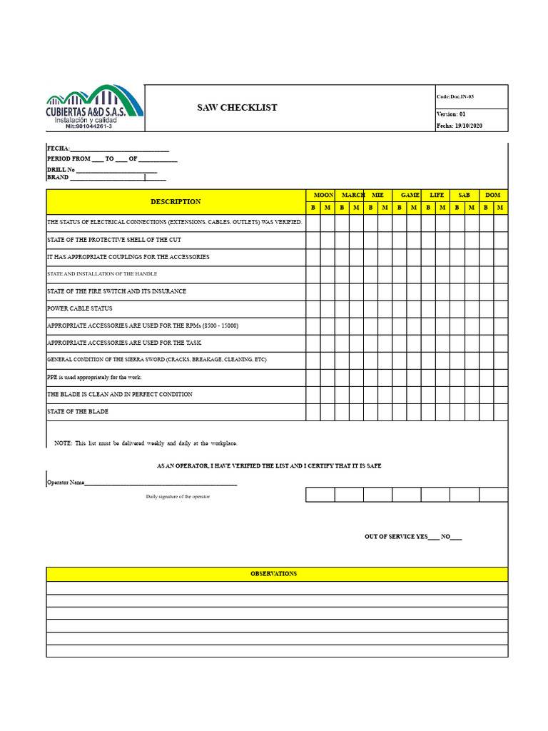 Saw Blade Inspection | PDF