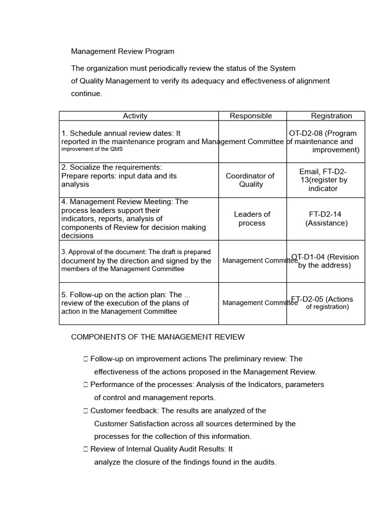 Quality Management Review Process Guide | PDF | Quality Management ...