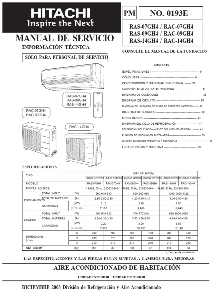 Hitachi Ras Rac-7!9!14gh4 | PDF | Aislador (Electricidad) | Resistor