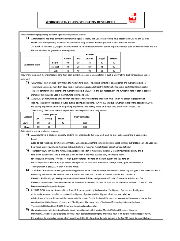 Linear Programming Models for Operations Research | PDF | Cocoa Bean ...
