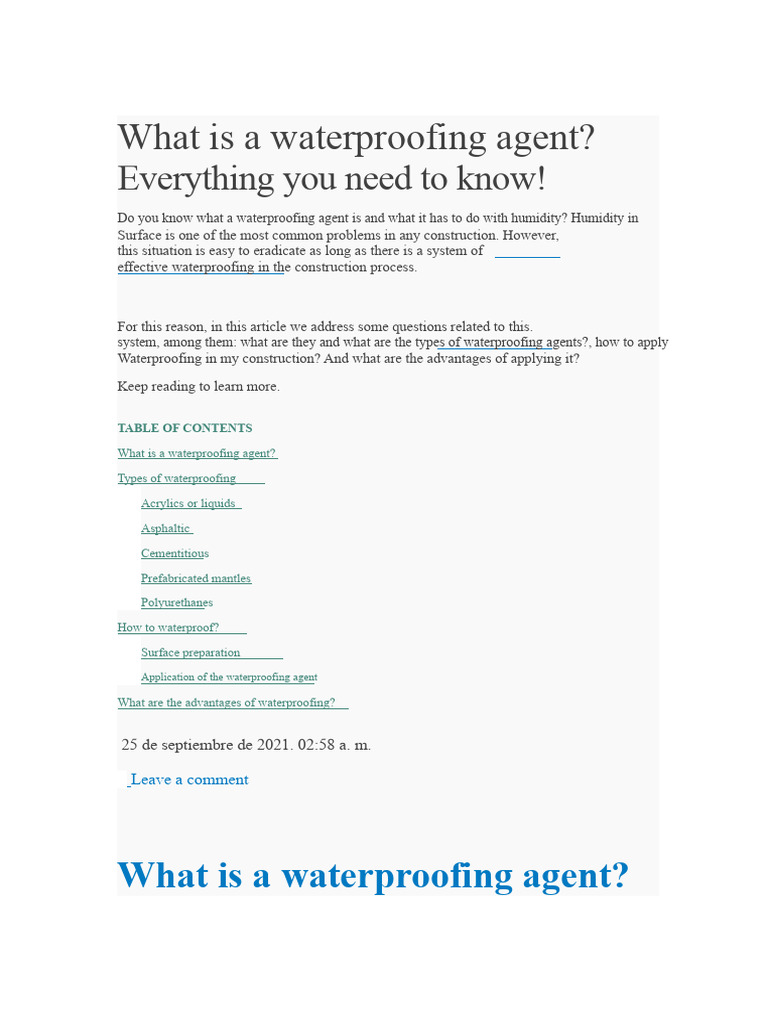 Understanding Waterproofing Agents | PDF | Adhesive | Concrete