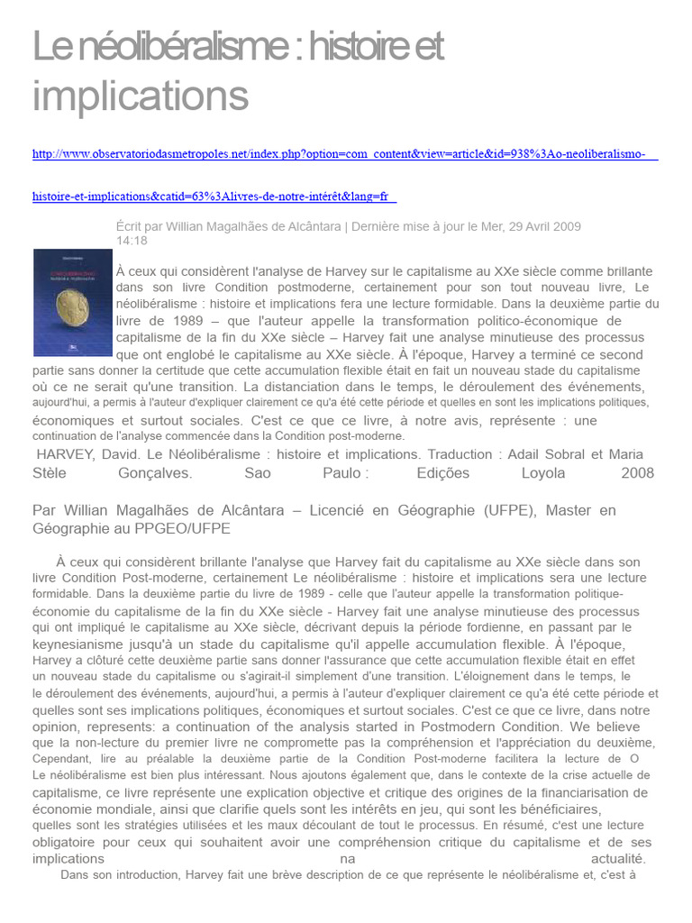 Néolibéralisme : Histoire et Impacts | PDF | Néolibéralisme | Politique ...