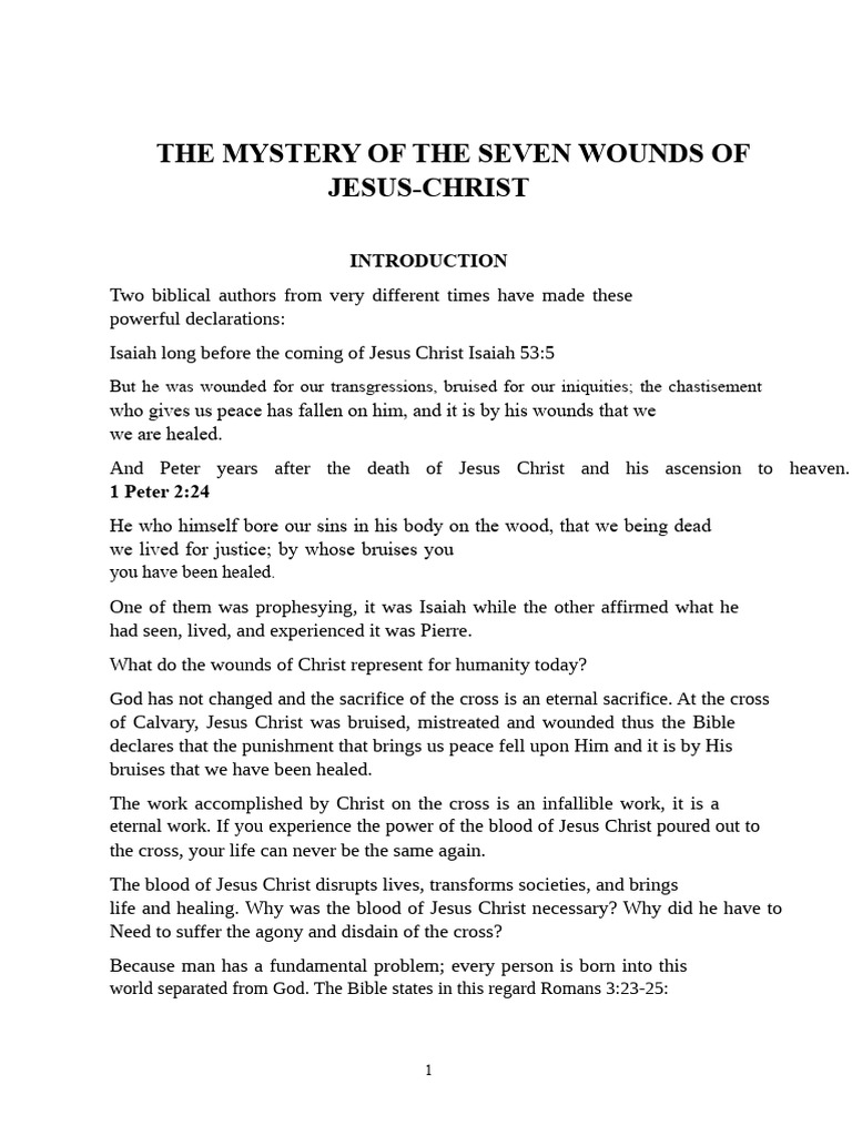 The Seven Wounds of Jesus Explained | PDF | Jesus | Prayer