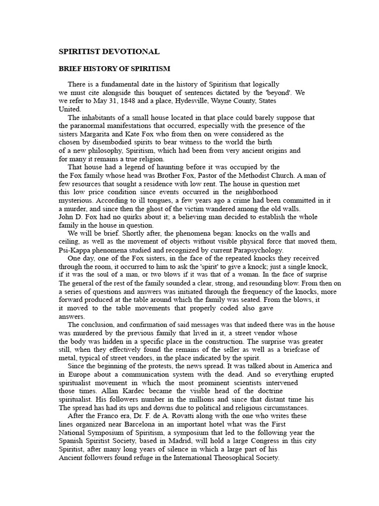 History and Practices of Spiritism | PDF | Prayer | God