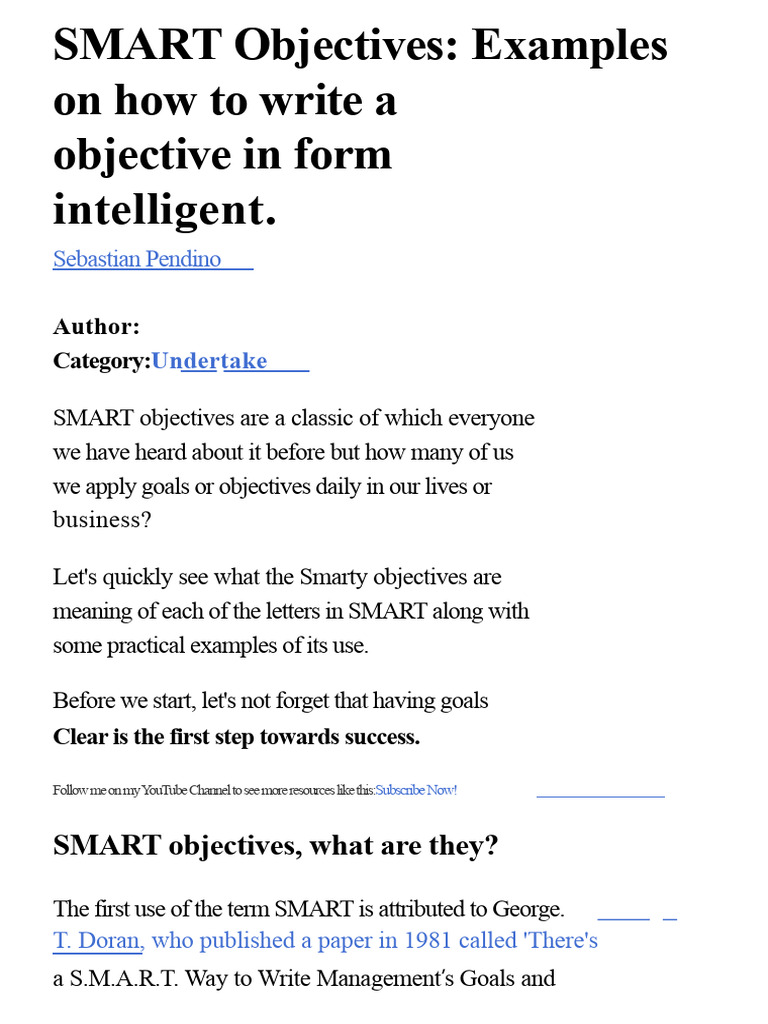 SMART Objectives: A Practical Guide | PDF | Goal