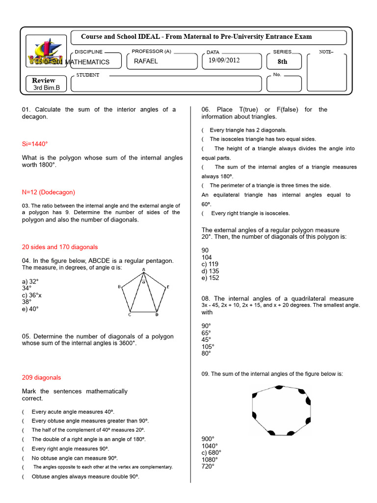 8th Grade Review (Part B) | PDF | Triangle | Euclid