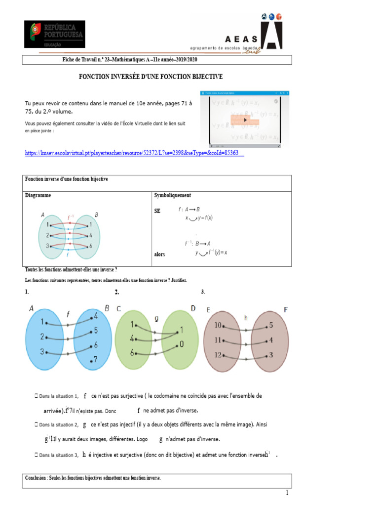 Fonction Inverse d'une Bijective 11e | PDF | Relations mathématiques ...