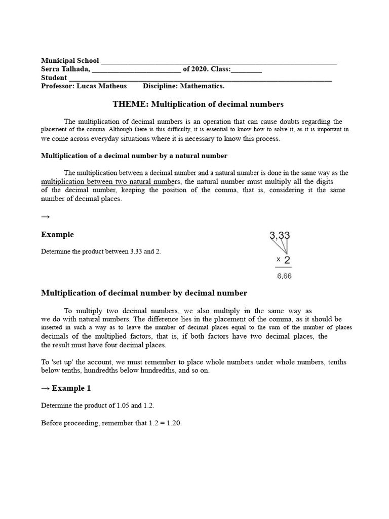 Multiplying Decimal Numbers Guide | PDF | Multiplication | Numbers
