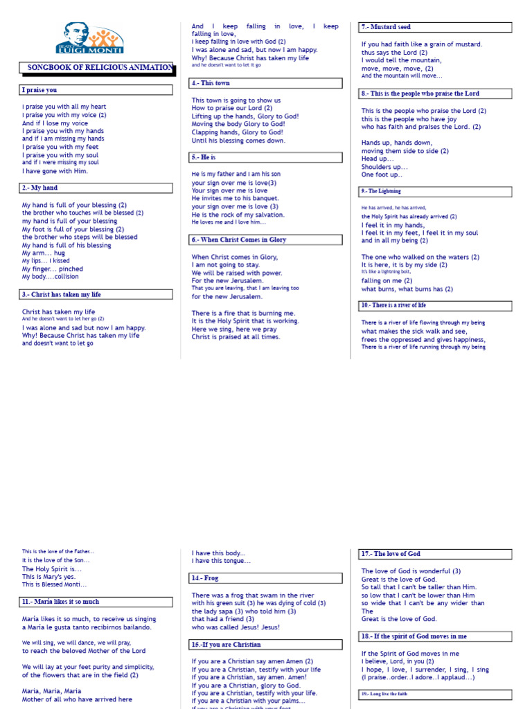 Animation Songs PDF | PDF | God In Christianity | Glory (Religion)