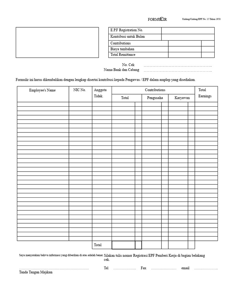 Panduan Pengisian Formulir C EPF | PDF