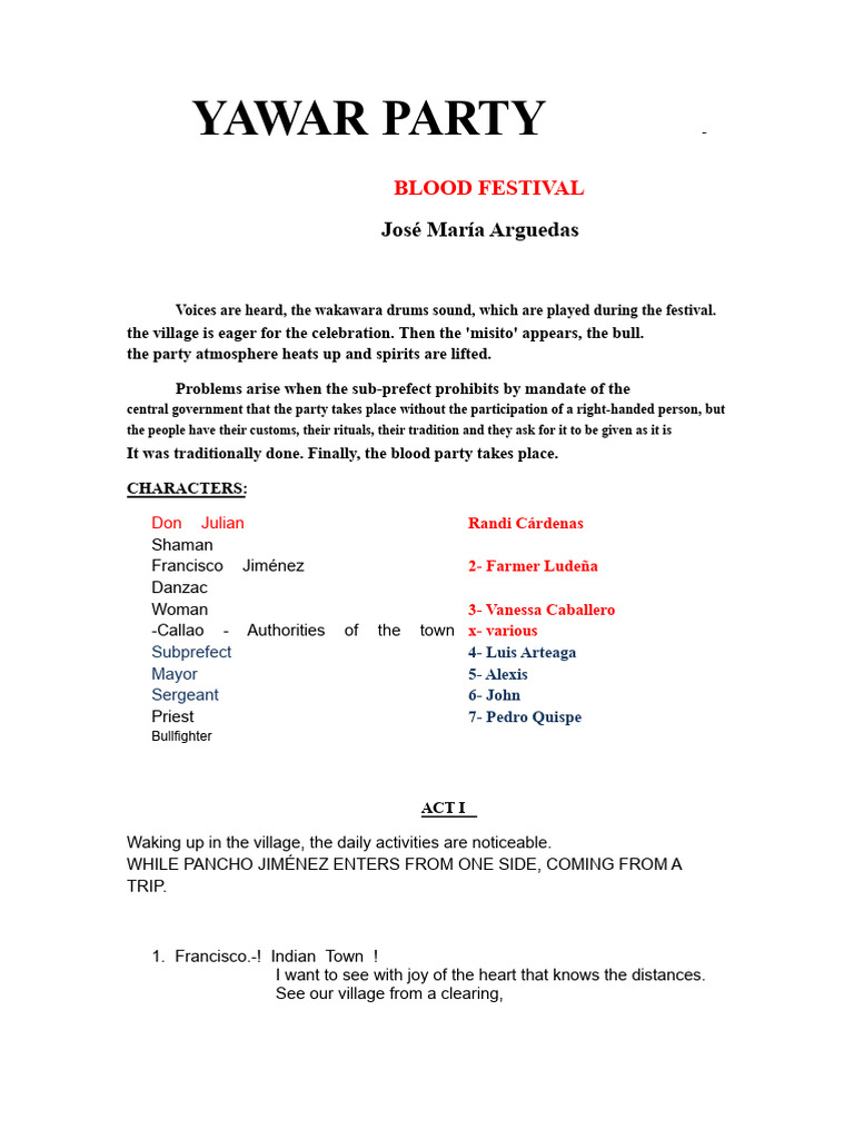 Yawar Party: A Blood Festival Drama | PDF | Bullfighting