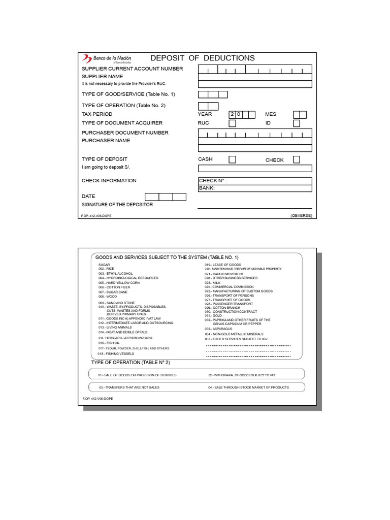 Detraction Deposit Format | PDF | Foods