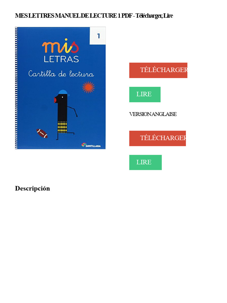 Manuel de Lecture 1 : Mes Lettres | PDF | Syllabe | Apprentissage