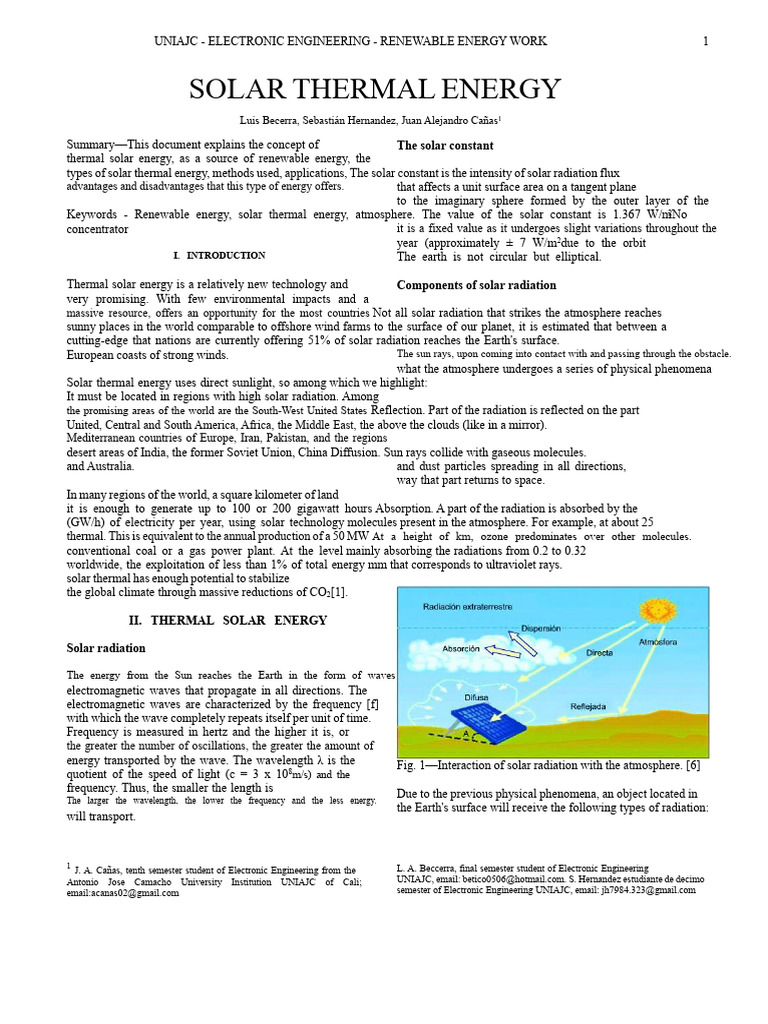 Solar Thermal Energy Overview | PDF | Solar Energy | Electromagnetic ...