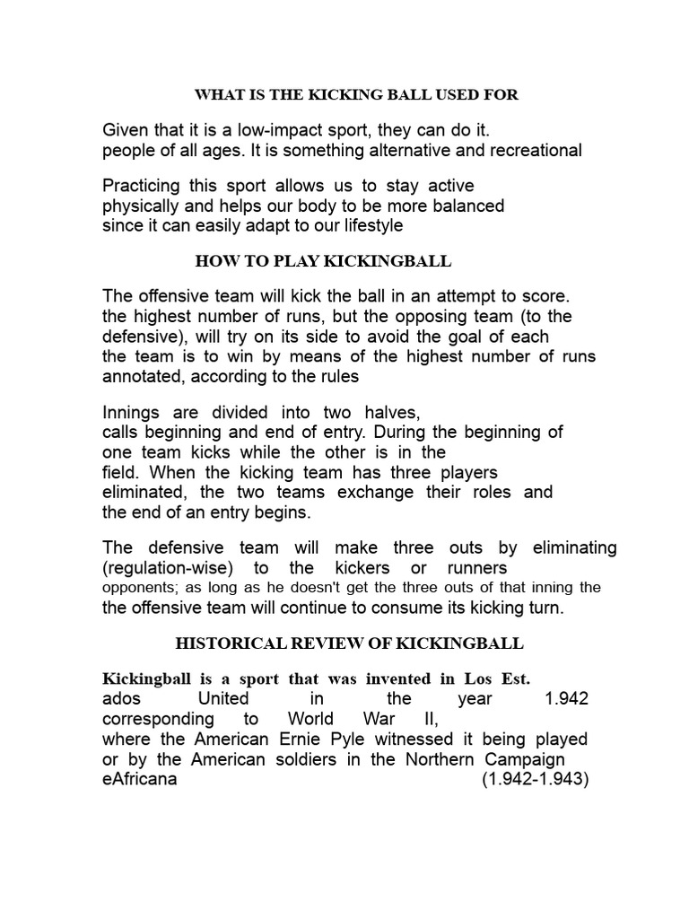 Understanding Kickingball: Rules & History | PDF | Ball And Bat Games ...