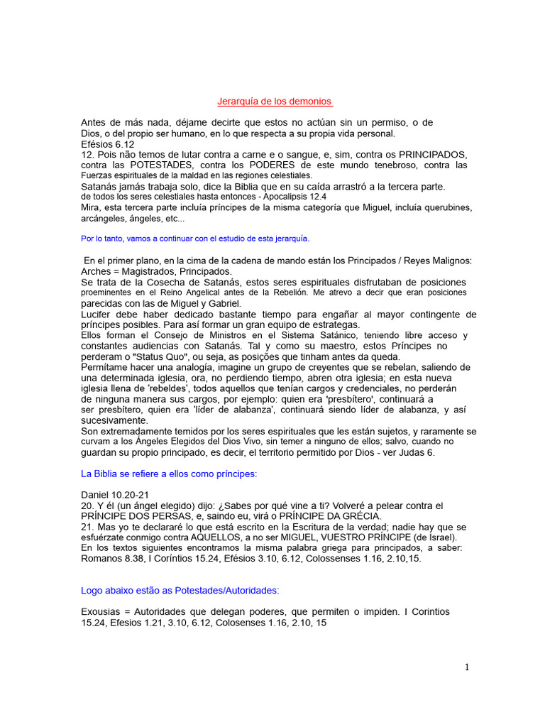 Hierarquía de Los Demonios | PDF | Satán | Demonios