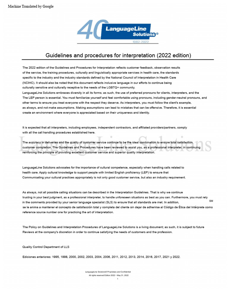 2022 Interpretation Guidelines Overview | PDF | Language Interpretation