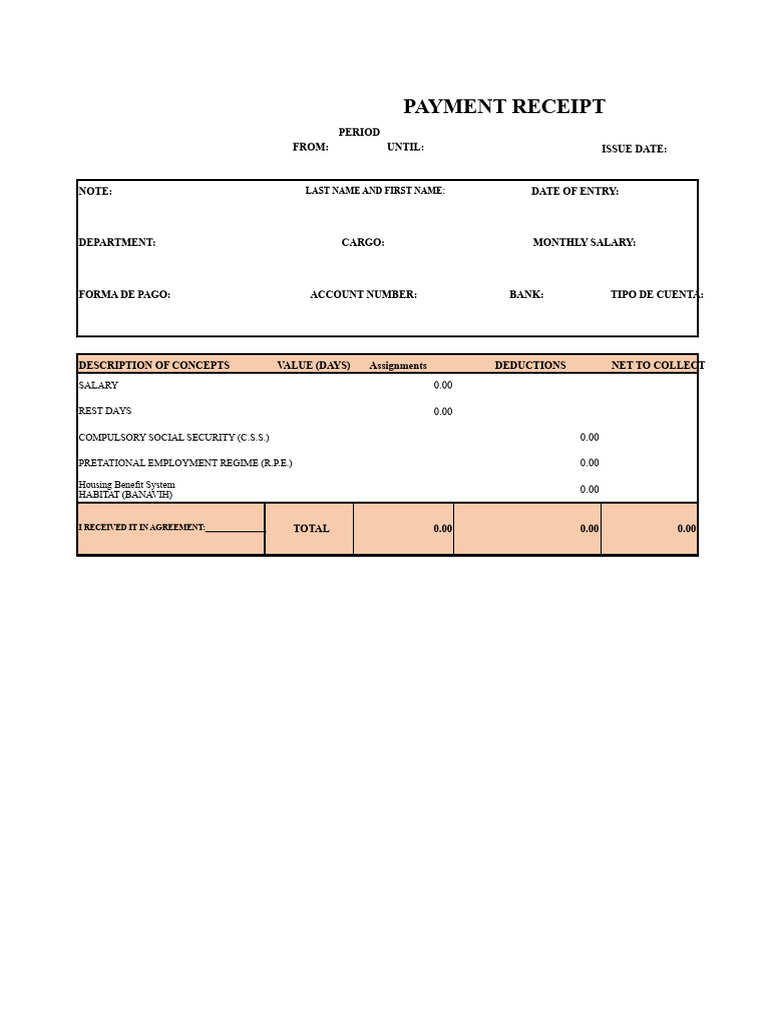 Payment Receipt Template for Salaries | PDF