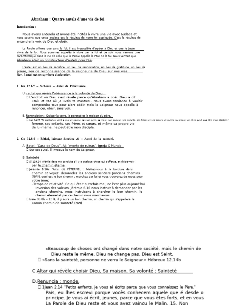 Abraham et ses quatre autels de foi | PDF | Abraham | Dieu