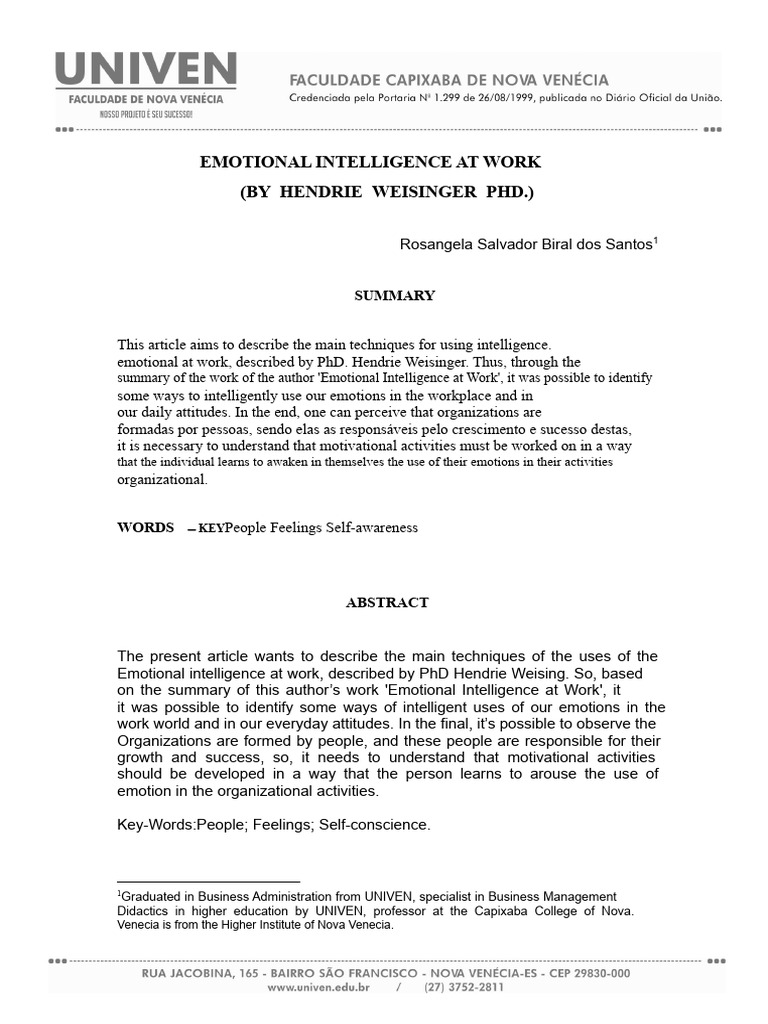 Emotional Intelligence Techniques at Work | PDF | Emotions | Feeling
