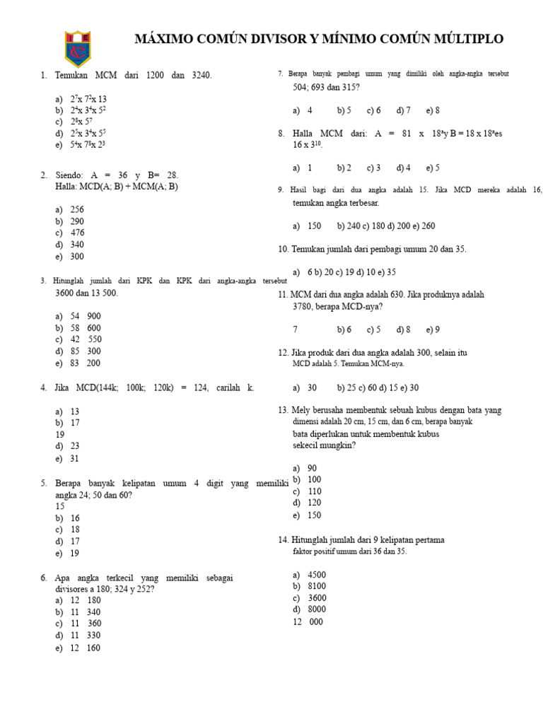 MCM MCD Latihan | PDF