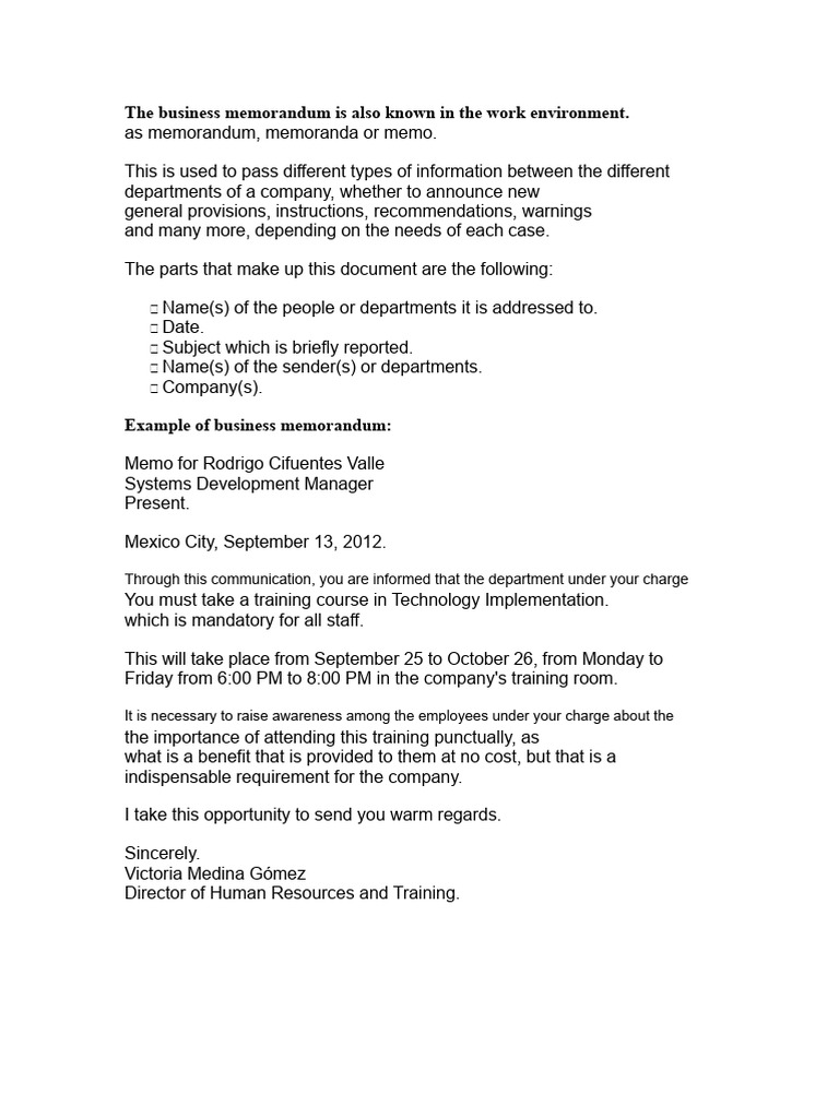Business Memorandum | PDF