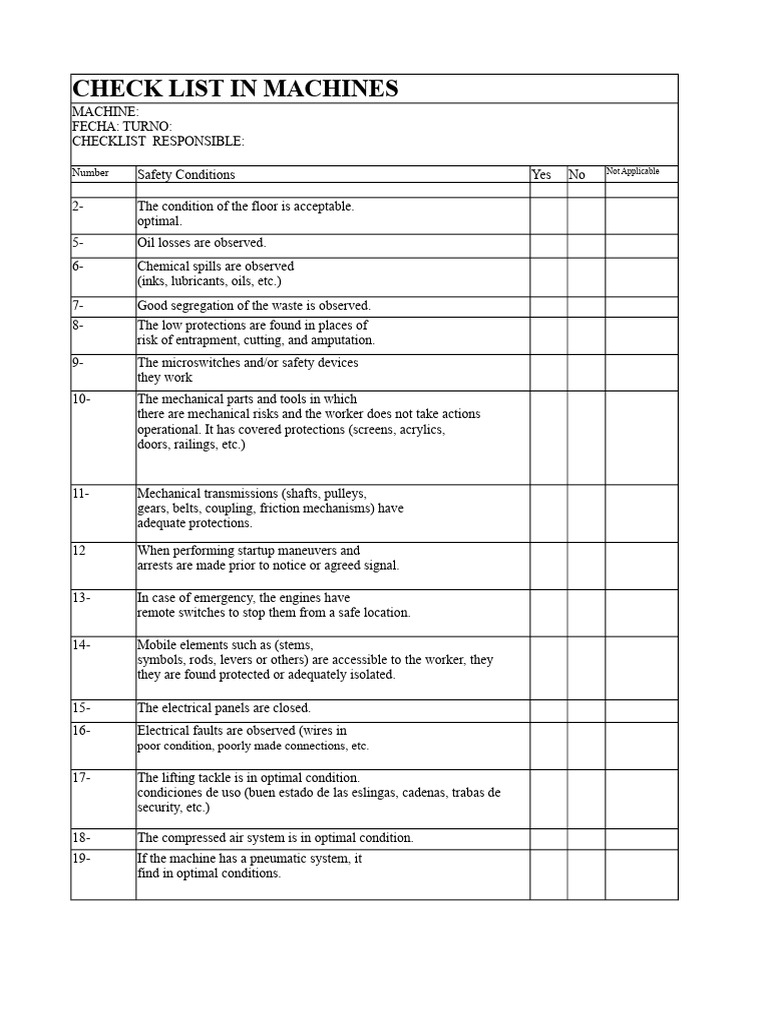 Machine Safety Checklist Guide | PDF