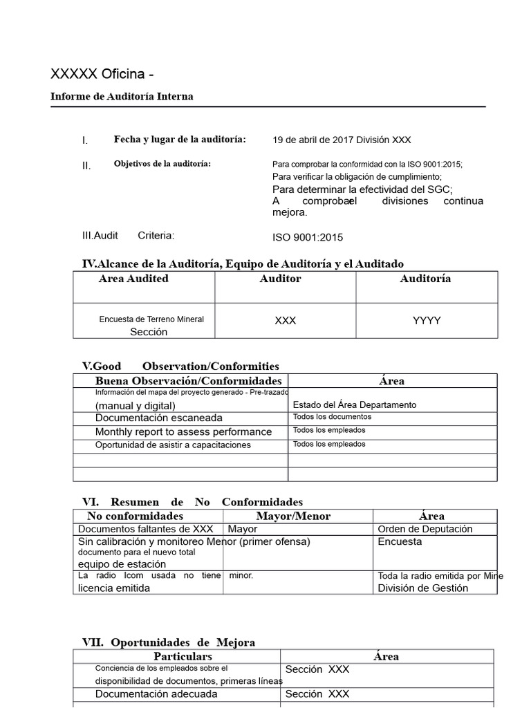 Informe de Auditoría ISO 9001:2015 | PDF | Auditoría | Sistema de ...