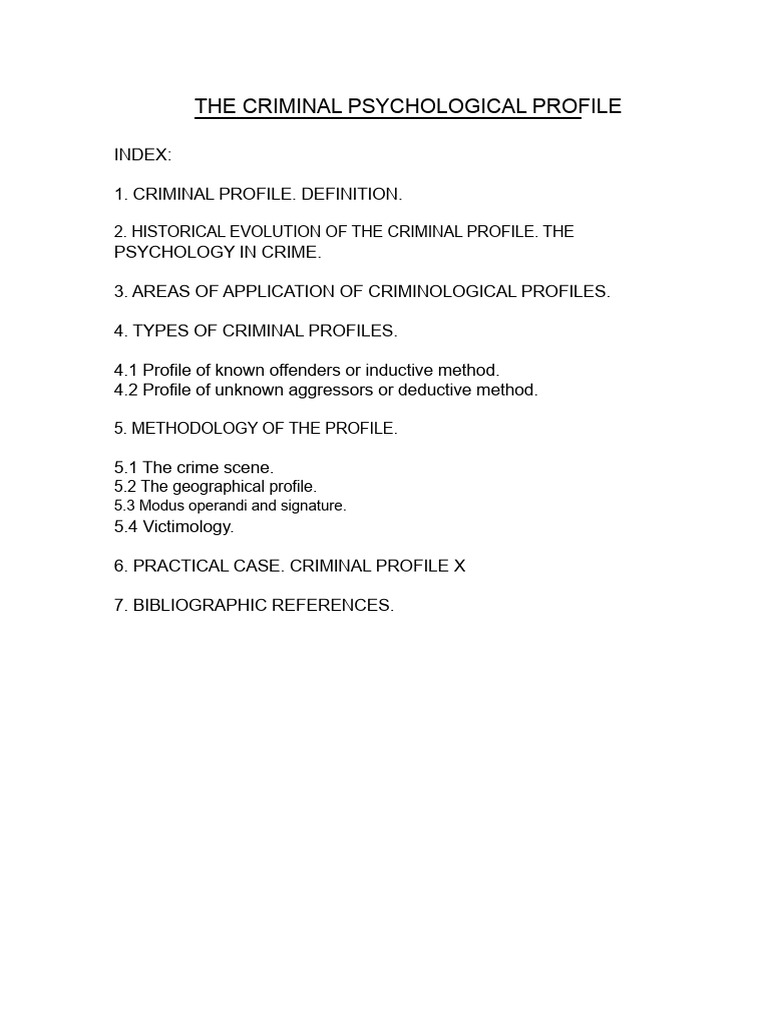 Criminal Psychological Profiling Guide | PDF | Offender Profiling | Crimes