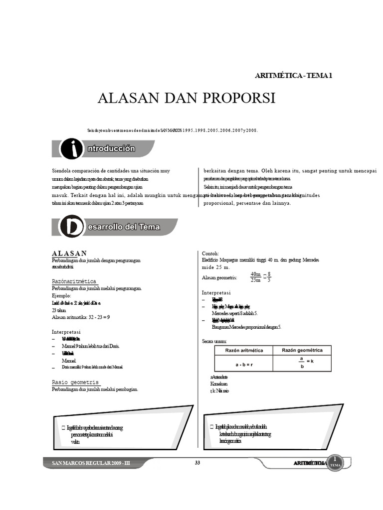Aritmetika: Rasio dan Proporsi Dasar | PDF