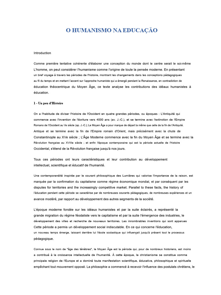 Humanisme et Éducation à la Renaissance | PDF | Humanisme | Apprentissage