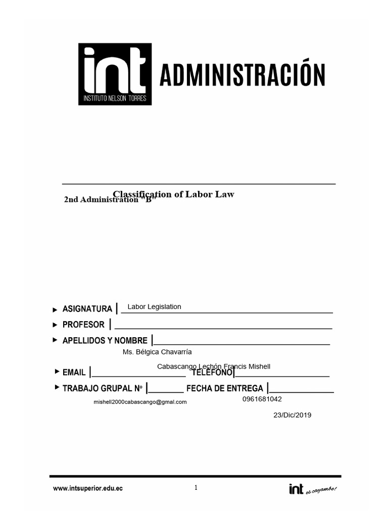 Labor Law Human Rights Classification | PDF | Employment | Labour Law