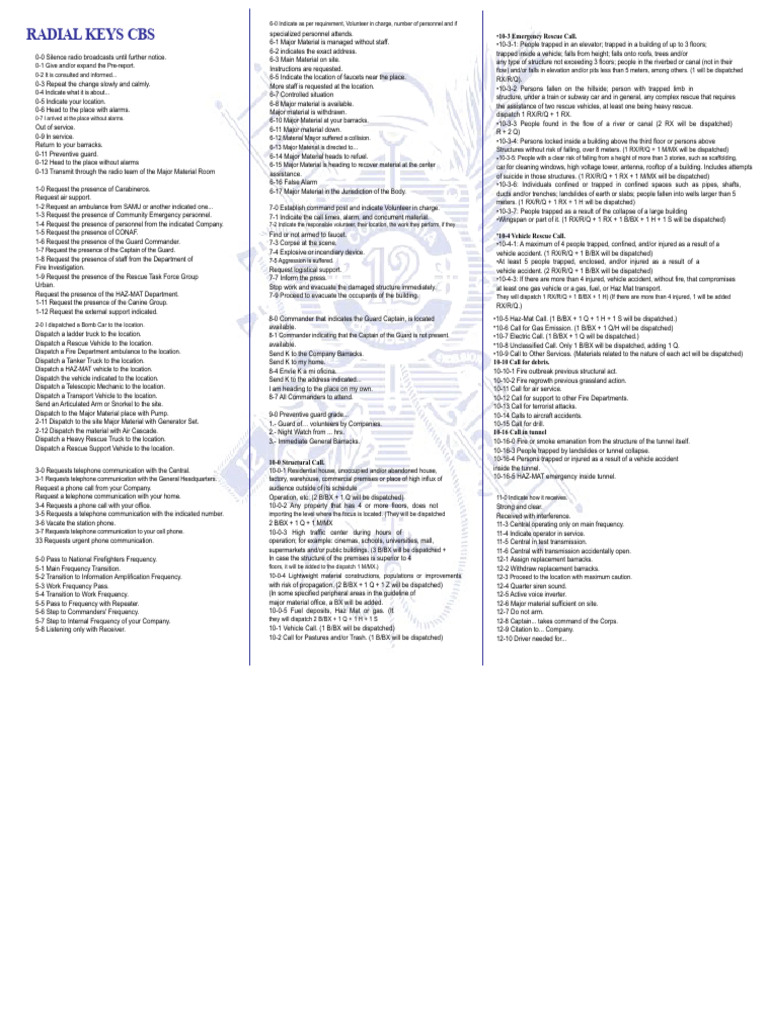 CBS-1 Radial Keys | PDF | Firefighter