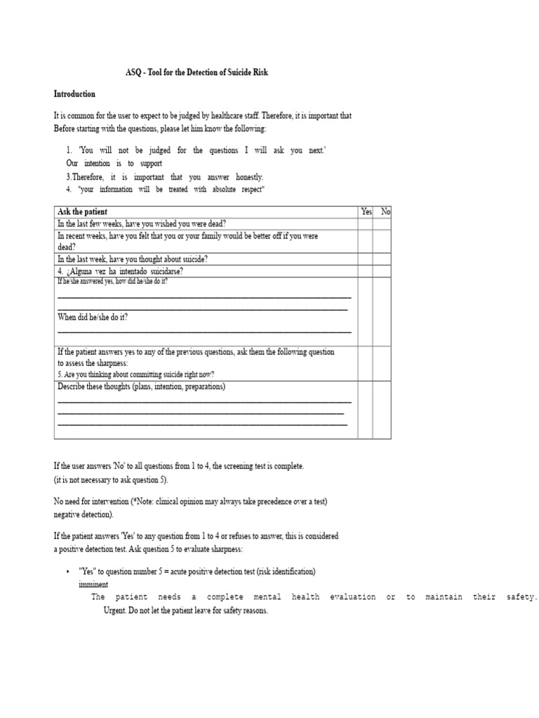 Suicide Risk Detection Tool Guide | PDF | Psychosocial | Psychiatry