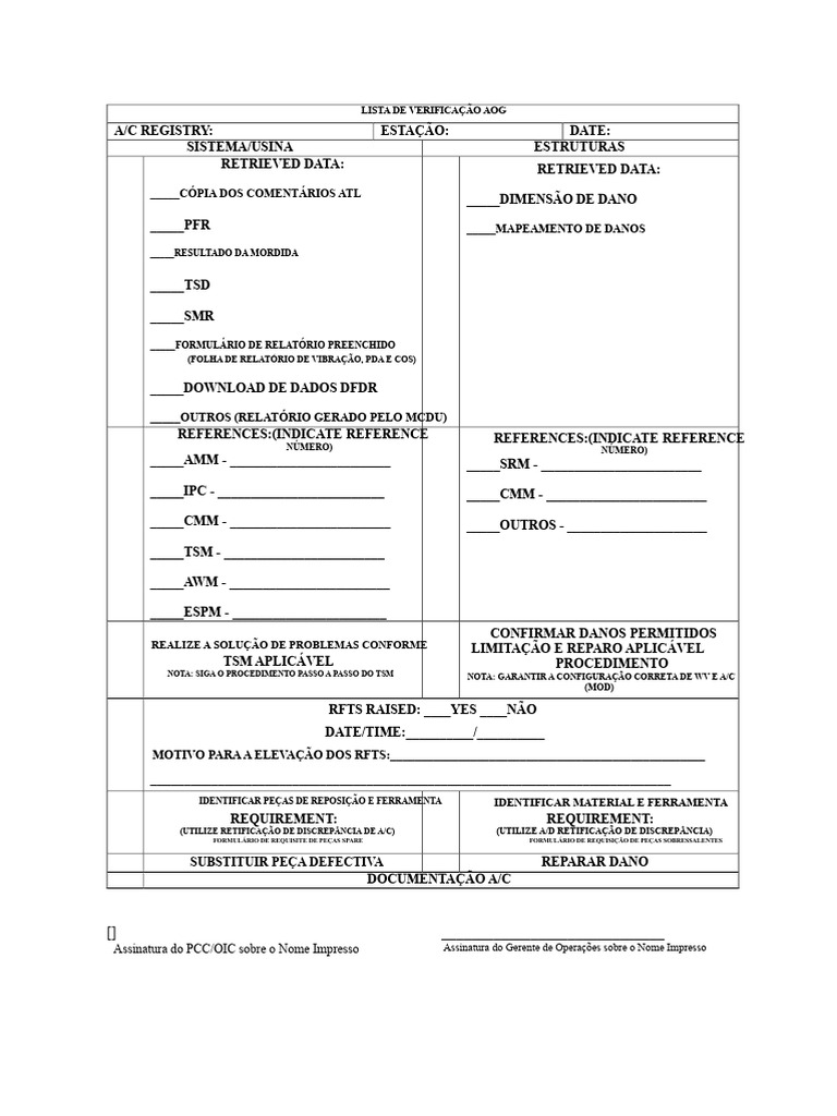 Lista de Verificação AOG para Manutenção | PDF | Informática