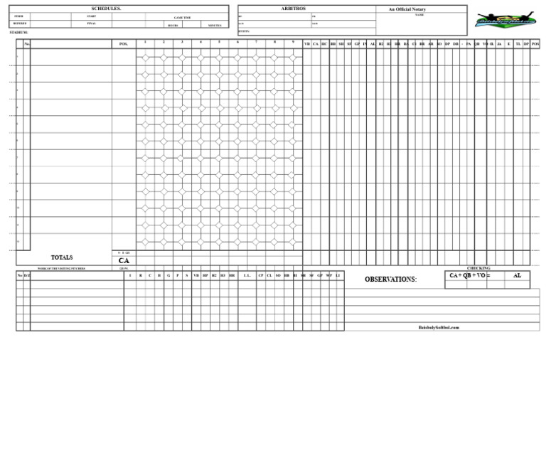 Baseball Softball Kickball Annotation Form HC | PDF | Major League ...