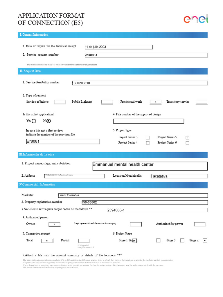 Connection Application Format E5 | PDF
