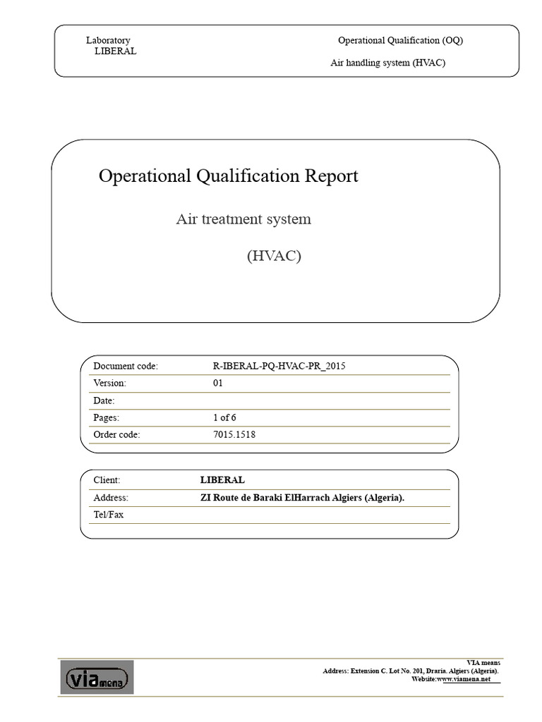 HVAC Operational Qualification Report | PDF | Verification And ...