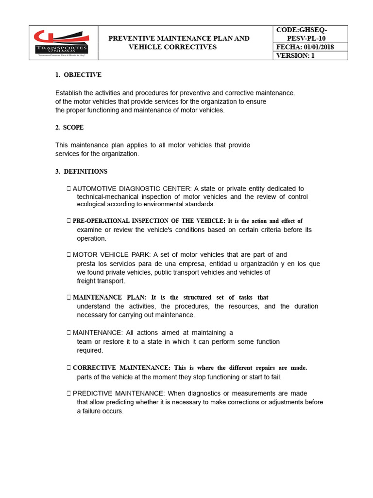 Vehicle Maintenance Plan Overview | PDF | Brake | Clutch